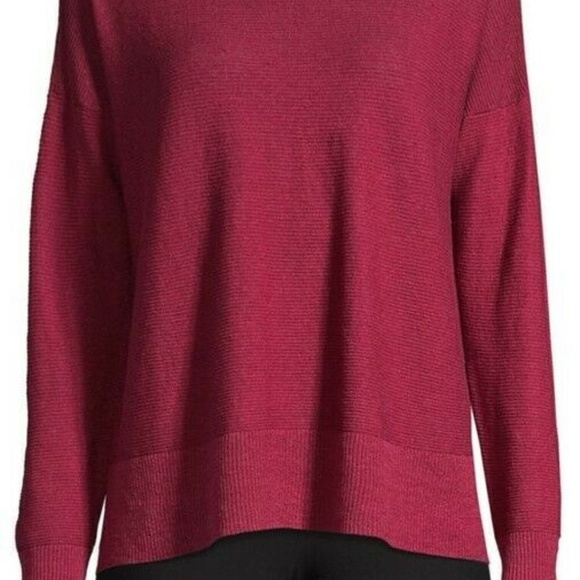 218.00 NWT EILEEN FISHER L HIBISCUS ORGANIC LINEN STRETCH TOP HI/LOW HEM - Picture 9 of 9